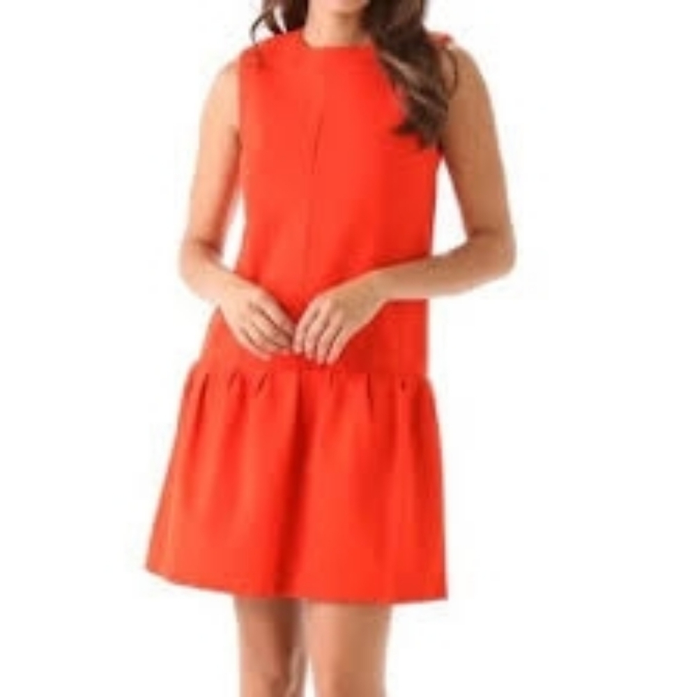Diane Von Furstenberg Maeryn Drop Waist Red Full Skirt Dress